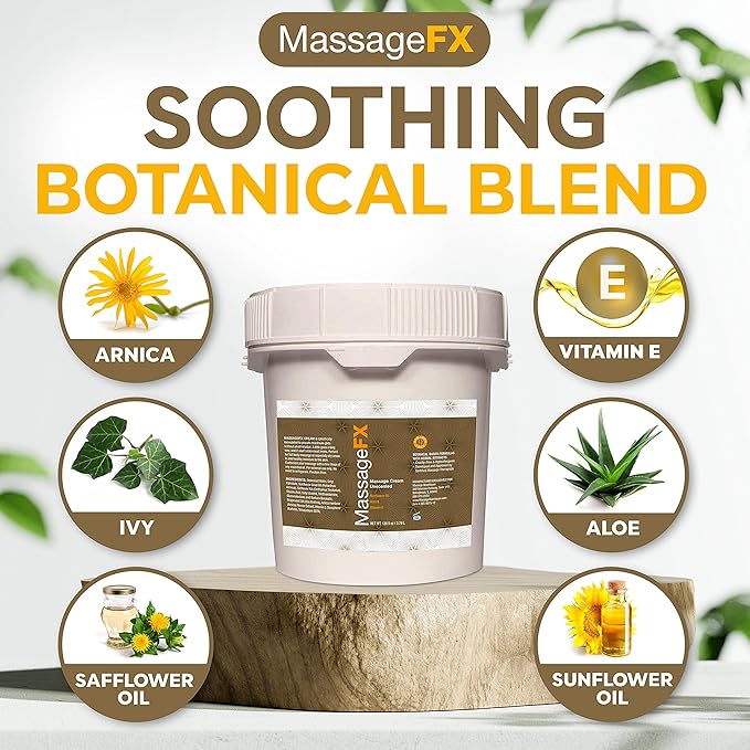 MASSAGE FX Unscented Massage Cream, 4 oz - Massage Creams for Massage Therapy - Infused with Arnica, Sunflower, & Vitamin E