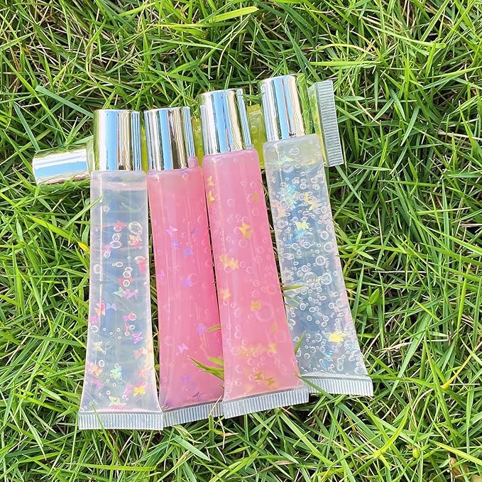 AJLTPA 50Pcs 15ml Lip Gloss Squeeze Tubes, Silver Lip Gloss Containers Empty, Refillable Soft Clear Tubes for DIY Lipgloss Balm Cosmetic (Silver)