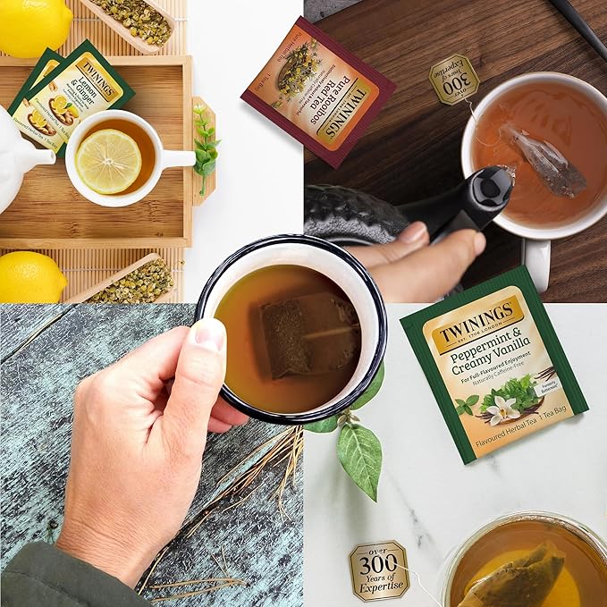 Tea Bunch Twinings 48 Tea Bags Herbal Variety Pack – 12 Herbal Flavors with 20 Honey Sticks, Perfect Tea Gift Set for Any Occasion