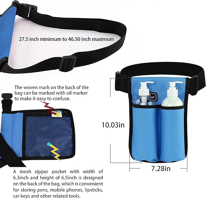 Massage Bottle Bag Massage Therapist Holster Massage Lotion Holster Massage Oil Holster(YR-2KD-Blue)