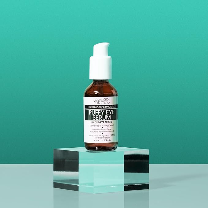 Advanced Clinicals Puffy Eye Under Eye Serum | Visible Anti Aging Brightening Vitamin C + Caffeine Serum Helps Improve Look Of Puffiness, Fine Lines, Dark Circles, & Uneven Skin Tone, 1.75 Fl Oz