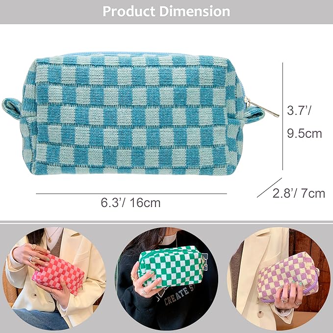 Pazimiik checkered makeup bag for