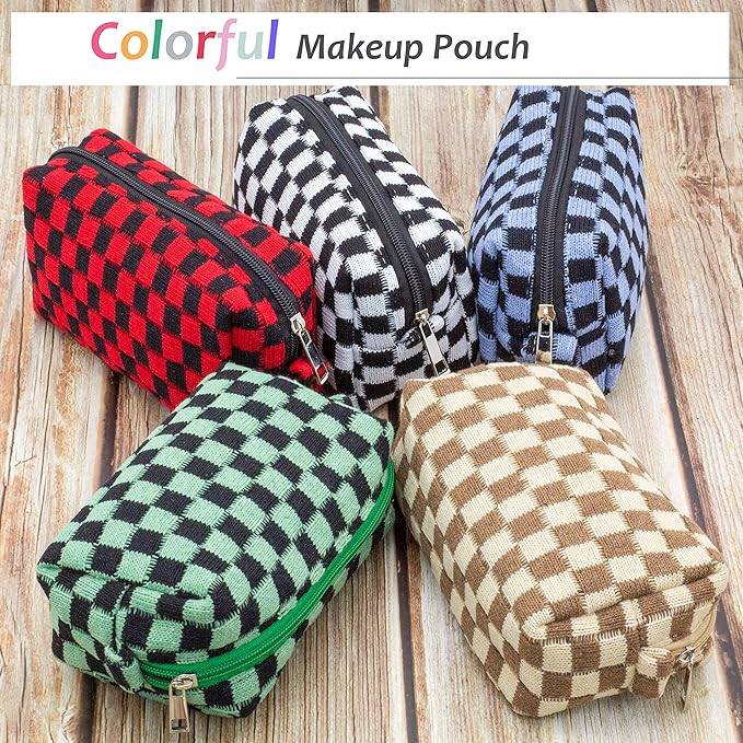 Pazimiik checkered makeup bag for