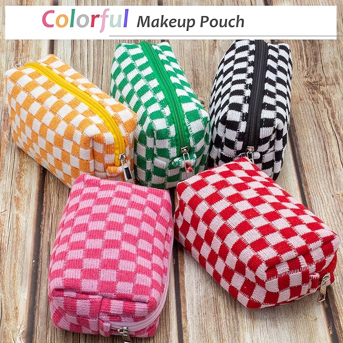 Pazimiik checkered makeup bag for