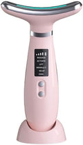 Facial Massager -7 Color Red-Light-Therapy for Face and Neck for Wrinkles, Double Chin, Vibrating Facial Massager with Thermals (Pink5)