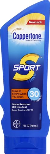 Coppertone SPORT Sunscreen SPF 30 Lotion, Water Resistant Sunscreen, Body Sunscreen Lotion, 7 Fl Oz