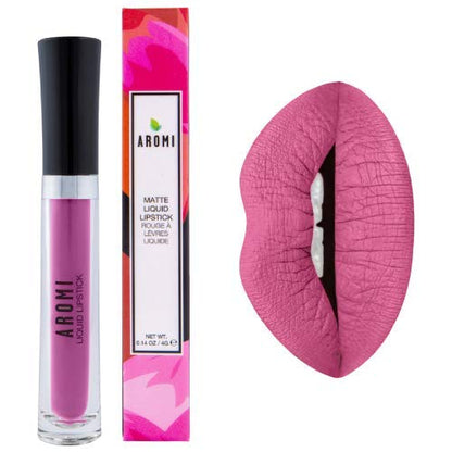 Aromi Matte Liquid Lipstick | Long Wear, Smudge Proof, Medium Pink Lip Color, Vegan, Waterproof, Day to Night, Velvety Finish (Poodle Skirt)