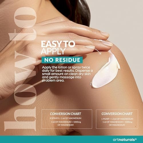 ArtNaturals Magnesium Oil Spray 12 oz + Body Massage Lotion Set 8oz for Feet & Sleep - Extra Strength Cream Ultra-Pure, Relief & Relaxation, Muscle Health Leg & Joint Care Topical Non Itch