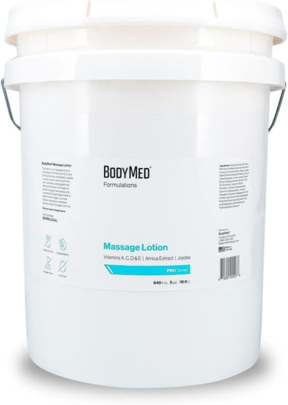 BodyMed Formulations Massage Lotion, 5 gal. – Fragrance-Free, All-Natural Lotion for Massage Therapy – Leaping Bunny Certified – with Arnica Extract & Jojoba – Non-Staining, & Paraben Free