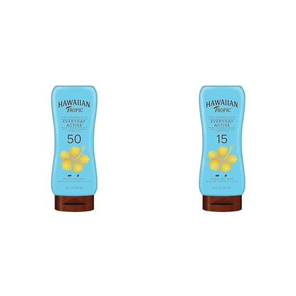 Hawaiian Tropic Everyday Active Sunscreen Lotions SPF 50 and SPF 15, Both 8oz