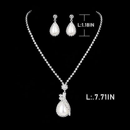 Yean Bride Silver Necklace Earrings Set