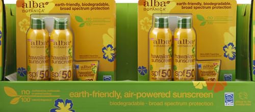 Alba Botanica Sunscreen Spray for Face and Body, Broad Spectrum SPF 50 Sunscreen, Hawaiian Coconut, Water Resistant and Biodegradable, 5 fl. oz. Bottle (Pack of 2)