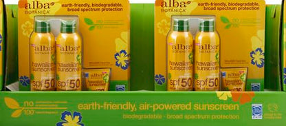 Alba Botanica Sunscreen Spray for Face and Body, Broad Spectrum SPF 50 Sunscreen, Hawaiian Coconut, Water Resistant and Biodegradable, 5 fl. oz. Bottle (Pack of 2)