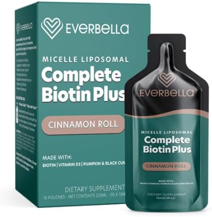 Complete Biotin Plus, Cinnamon Roll Flavor, Liposomal Formula, Biotin, Pumpkin Seed Oil, Black Cumin Seed Oil, D3, Hair Health, 15 Day Supply