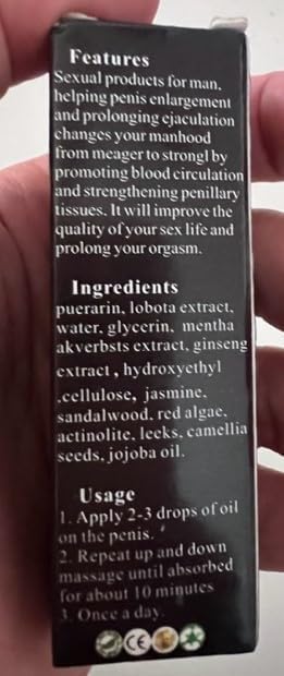 Massage Oil Enlargement Oil Increase Enlarge Gel Thicker Longer Stronger Large Size Enlarger Cream BLSEX for Men (F315-XXXL)