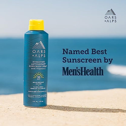 Oars + Alps Hydrating SPF 50 Sunscreen Spray, Infused with Vitamin C and Antioxidants, Water and Sweat Resistant, 6 Oz, 2 Pack