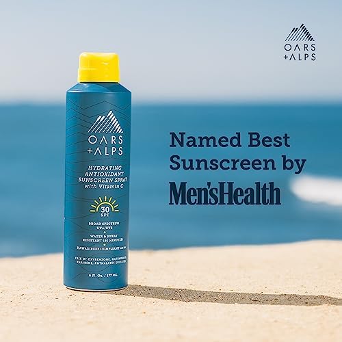 Oars + Alps Hydrating SPF 70 Sunscreen Spray, Infused with Vitamin C and Antioxidants, Water and Sweat Resistant, 6 Oz, 1 Pack