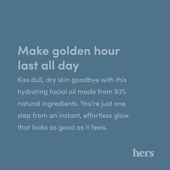 hers Effortless Glow Face Oil - Anti Aging Facial Oil for Glowing Skin - Softens, Hydrates, Smoothes Wrinkles - Contains Jojoba Oil, Tea Tree Oil, Rosehip - 2 Pack