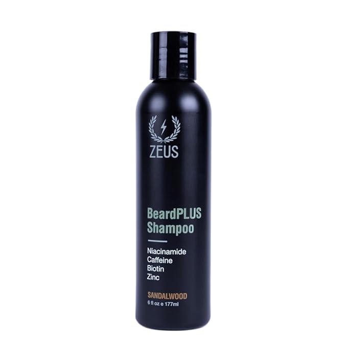 ZEUS BeardPLUS Shampoo for Men, Premium Beard Wash for Enhanced Growth, Thicker & Stronger Facial Hair with Biotin & Caffeine (Made in USA) 6 oz.