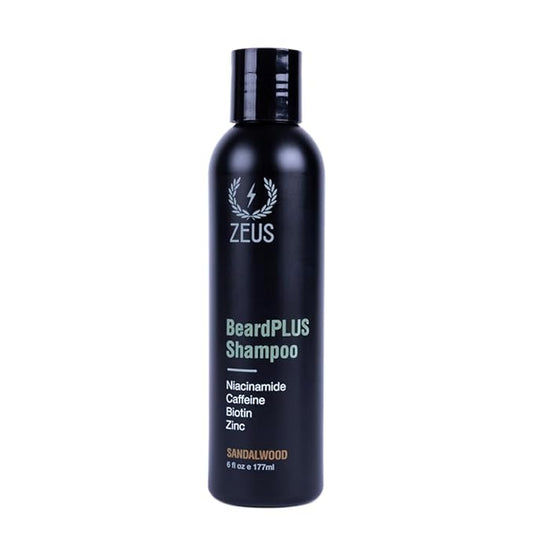 ZEUS BeardPLUS Shampoo for Men, Premium Beard Wash for Enhanced Growth, Thicker & Stronger Facial Hair with Biotin & Caffeine (Made in USA) 6 oz.