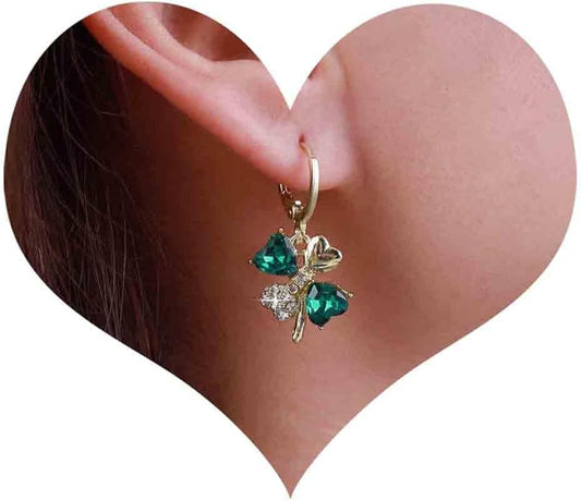 Boho Emerald Crystal Drop Earrings Green