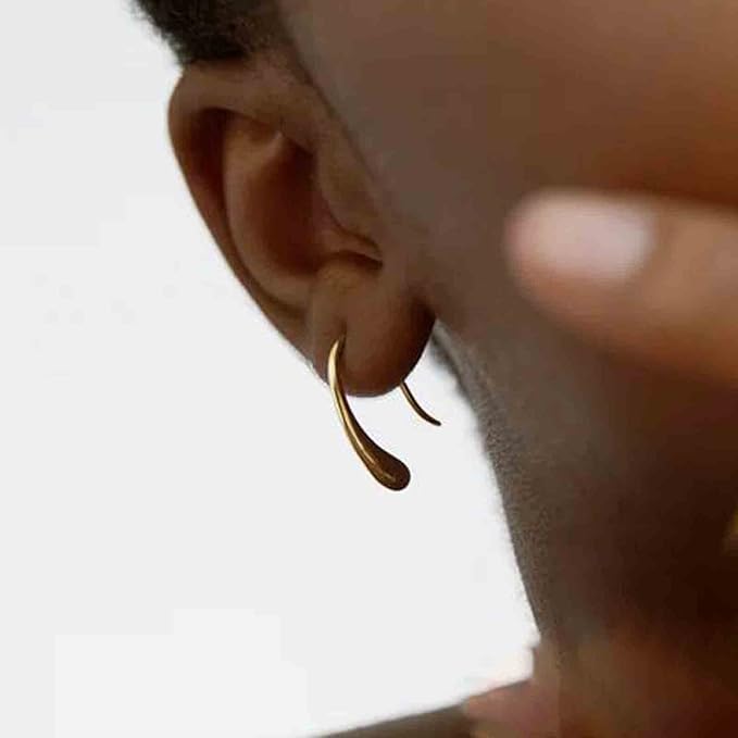 Water Tear Drop Earrings Abstract Droplet Hoop Earrings