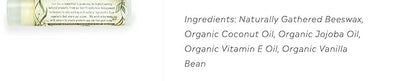 100% Natural Beeswax Lip Balm Vanilla,