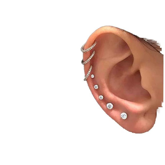 Boho Rhinestone Circle Huggie Hoops Earrings Multiple Piercing