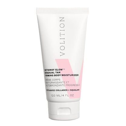 Volition Beauty Getaway Glow Gradual Tan Firming Body Moisturizer with Vegan Collagen + Squalane | Skin Smoothing Cream, Stretchmark Treatment & Sunless Tanning Lotion | Quick Drying Formula