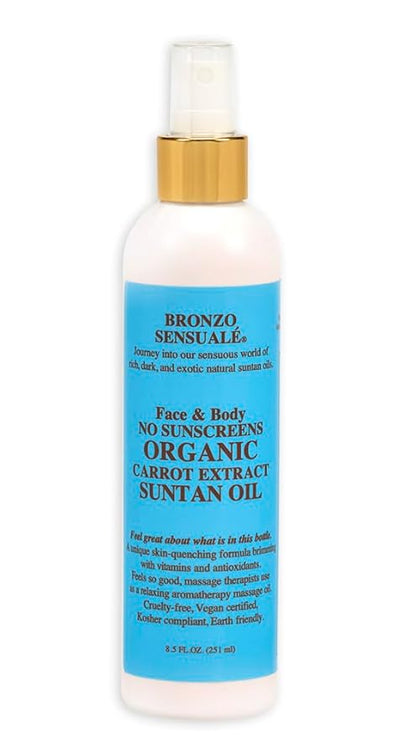 NO Sunscreen Golden Tanning Organic Carrot Oil 8.5 Ounces