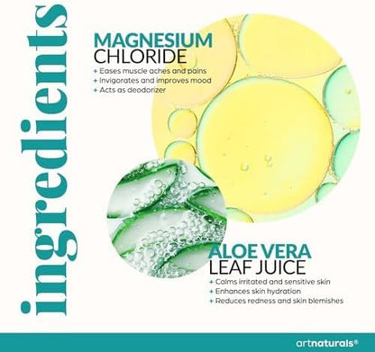 ArtNaturals Magnesium Oil Spray 12 oz + Body Massage Lotion Set 8oz for Feet & Sleep - Extra Strength Cream Ultra-Pure, Relief & Relaxation, Muscle Health Leg & Joint Care Topical Non Itch