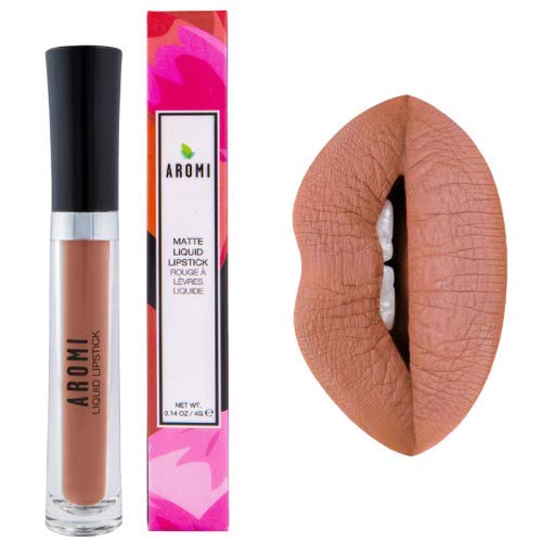 Aromi Matte Liquid Lipstick | Long Lasting, Waterproof, Sand Beige Lip Shade, Tan, Smudge + Transfer Proof, Gluten Free, Vegan Makeup (Caramel Nude)