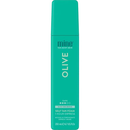 Minetan Olive Self Tan Foam | Color Base Collection - Dark Olive Bronze Finish, 1 Hour Express, Face & Body Fake Tanner, Complements All Skintones, Vegan & Paraben Free, 6.7 Fl Oz
