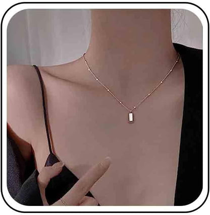 Vintage Square Pendant Necklace Polish Square