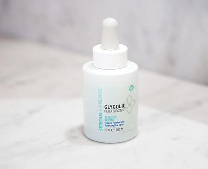 Serious Skincare Glycolic Acid Retexturizing Serum with Balancing Blue Tansy Extract - Diminish Lines & Wrinkles - Soften Rough Skin Texture - AHA - Anti-Aging Skin Treatment - 1 oz.