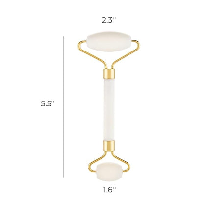 Face Roller Jade Roller for Face, Eye & Neck Skin Care, 100% Genuine Jade Stone Facial Roller Massager, Eye Roller for Puffy Eyes, Facial Rollers for Aging Skin, Facial Self Care for Women(White)
