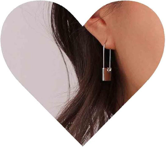 Boho Lock Hoop Earrings Safety Pin