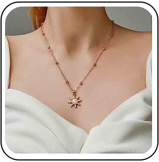 Vintage Opal Crystal Sun Pendent Necklace
