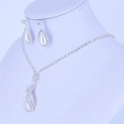 Yean Bride Silver Necklace Earrings Set
