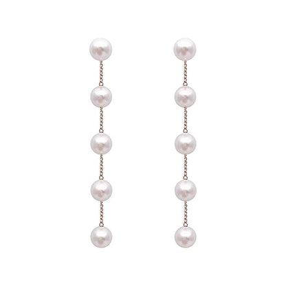 Boho Pearl Dangle Earrings Gold Pearl