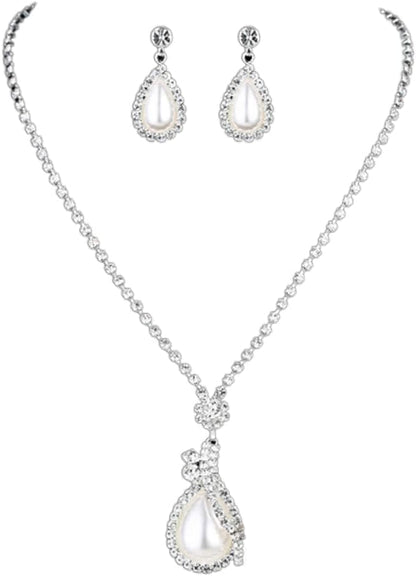 Yean Bride Silver Necklace Earrings Set