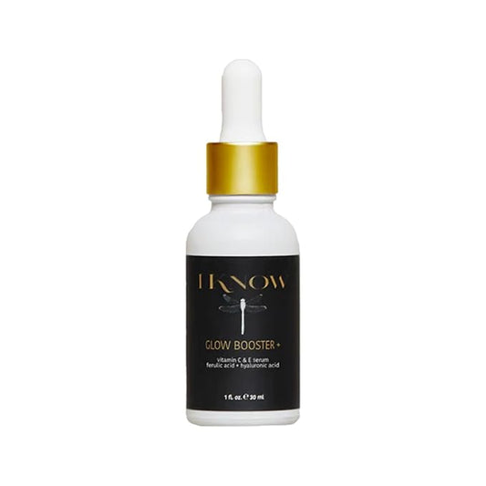 IKNOW Glow Booster+ Vitamin C and E Serum, Hyaluronic Acid Serum for Face, Facial Serum for Glow Up, Hydrating Serum for Dark Spots, Fine Lines and Wrinkles (1 oz)