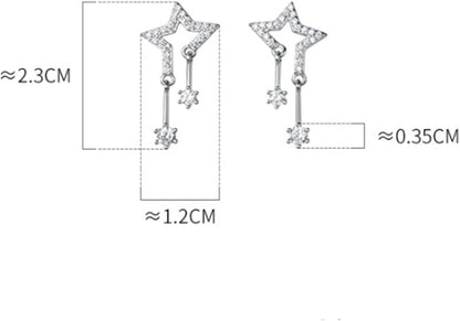 Vintage Crystal Star Earrings Rhinestone Drop