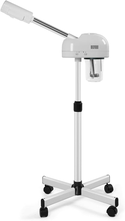 Professional Facial Steamer with Hot Mist Function, Stand Facial Steamer On Wheels, Height Adjustable & 360° Rotatable Nozzle, Use at Home & Salon SPA