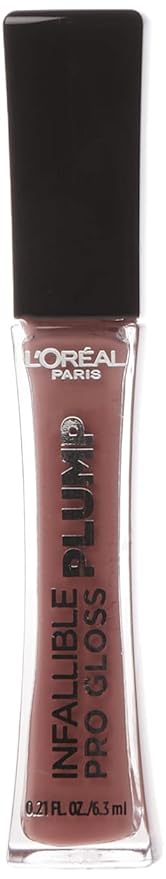 L'Oreal Paris Infallible Pro Gloss Plump Lip Gloss with Hyaluronic Acid, Long Lasting Plumping Shine, Lips Look Instantly Fuller and More Plump, Moonlit Rose, 0.21 fl. oz.
