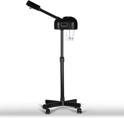 LCD Facial Steamer Professional for Clean Skin, Skin Care Use at Home, Beauty Salon, Spa with Hot Mist, Timer Function, Adjustable Height, Rolling Wheels - Black