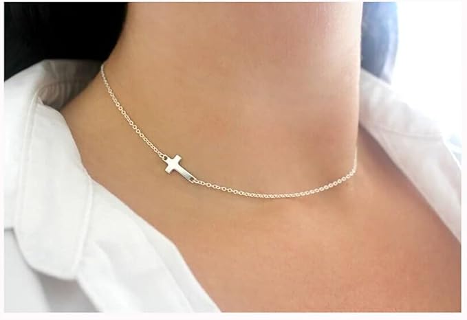 Dainty Cross Pendant Necklace Choker Necklace Chain Christian