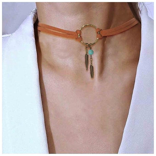 Boho Layered Suede Choker Necklace Tiny