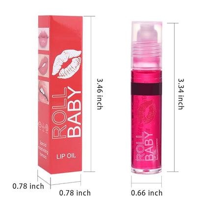 BINGBRUSH Roller Lip Glaze Mirror Lip Gloss, Plumping Magic Mood Lipstick Lip Glaze, High-Shine Clear Lip Stain Lip Balm Lip Care, Longlasting Moisturizing Lip Glow Oil (1Pc 03# Cherry)