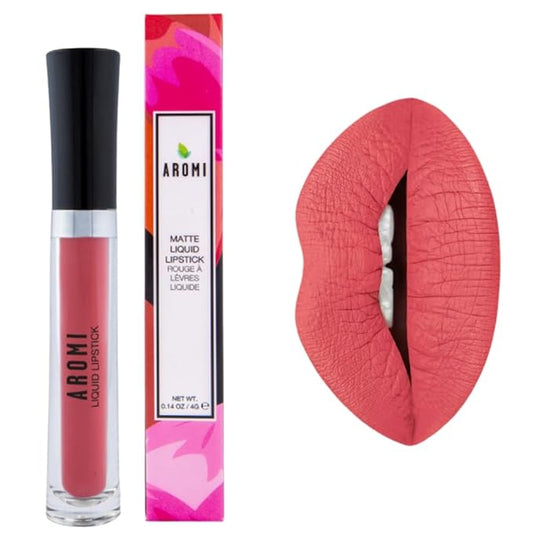 Aromi Matte Liquid Lipstick | Mango Coral Lip Color, Vegan, Cruelty-free, Long-Lasting, Kiss and Smear Proof, Handmade (Mango Tango)
